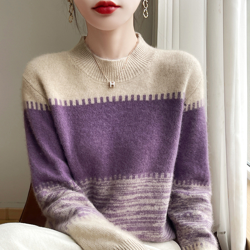 Mode automne femmes vêtements Style doux tricots chaud à manches longues hauts hiver pulls pull pour femme bas porter