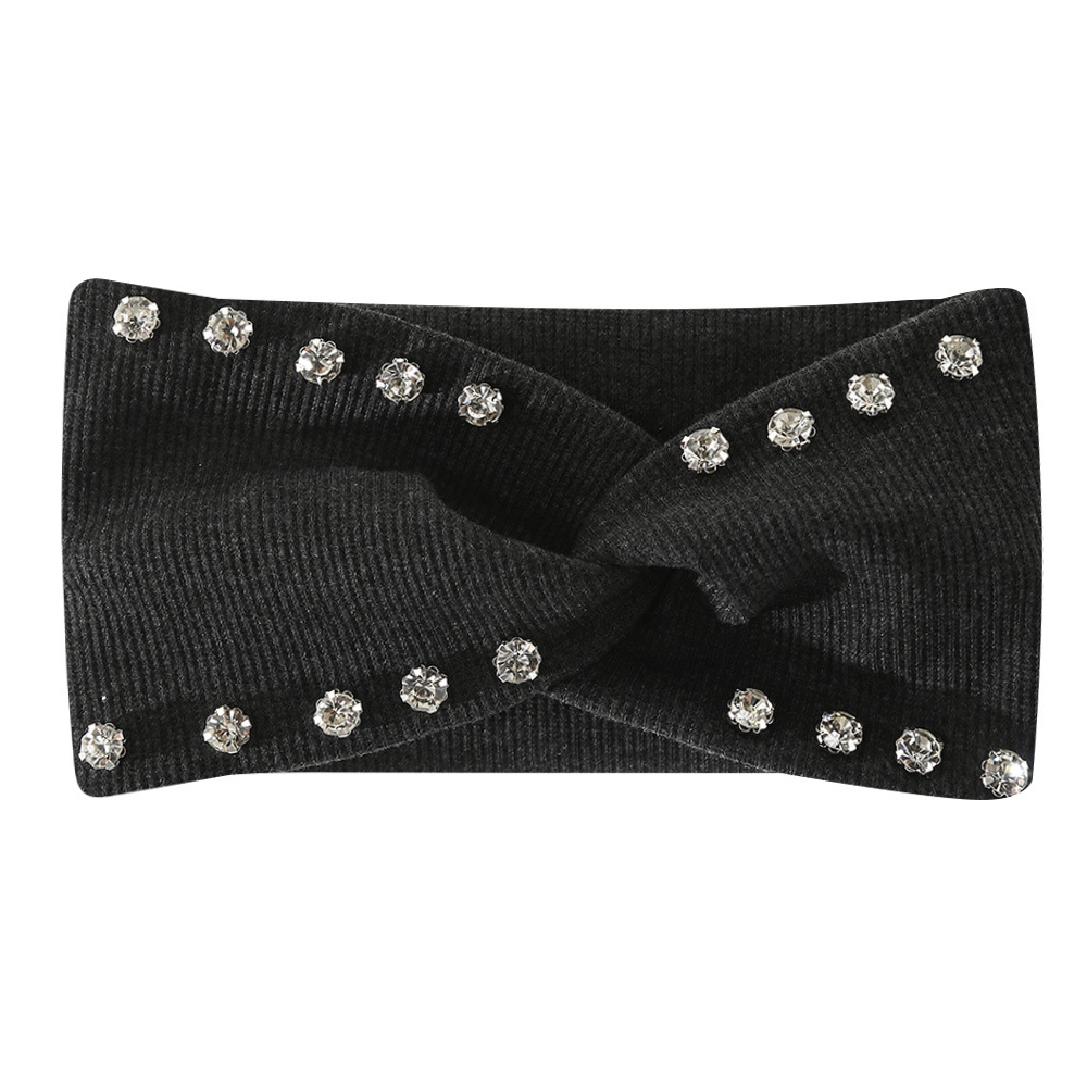 Bandeau en strass couleur unie, simple et polyvalent, élastique croisé en laine tricotée, pour le sport et le quotidien des femmes