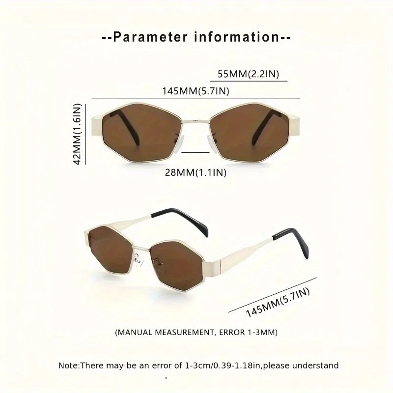 2 paires de lunettes d'été pour femmes, monture dorée rétro, design tendance, combinaison de montures polygonales et rondes