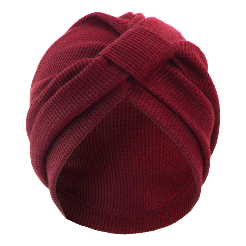 Nouveau Turban carré noué en coton épais gaufré pour femme, bonnet chimio pour la perte de cheveux
