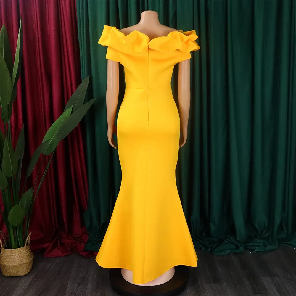 Robe sirène à manches courtes pour femmes, robe longue élégante, longueur au sol, robe de soirée d'anniversaire féminine, robe de luxe