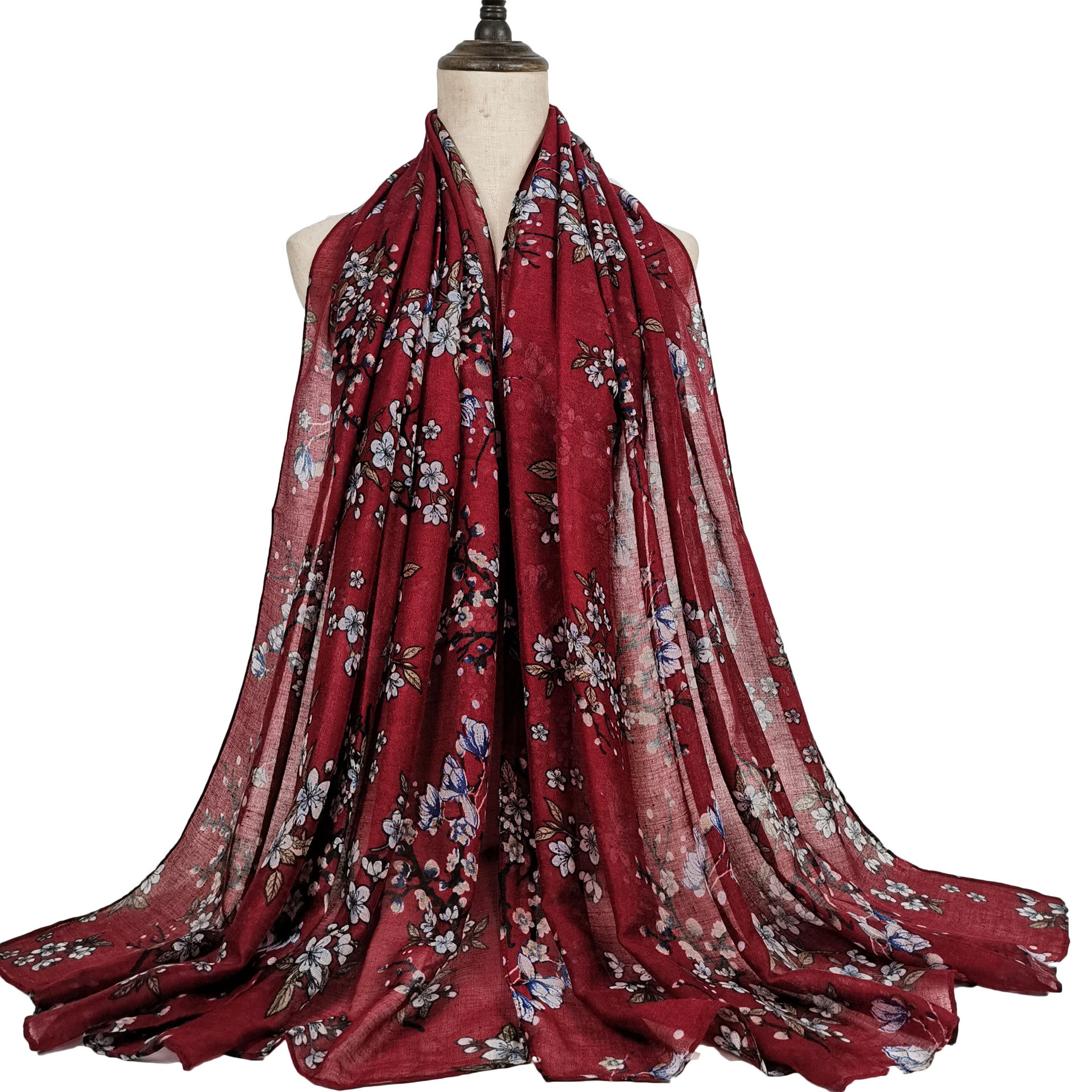Écharpe Africaine en Viscose à Imprimé Floral Noir pour Femme, Châle Doux de Styliste, 180x80cm