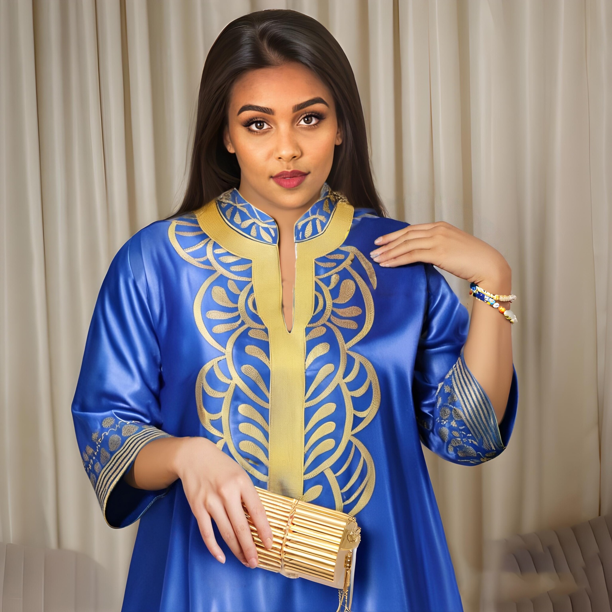Tenue africaine pour femmes Abaya broderie grande taille robe d'église de fête élégante