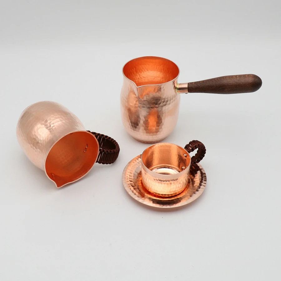 Tasse à café et thé faite à la main en cuivre pur, cafetière turque grecque arabe pour Barista