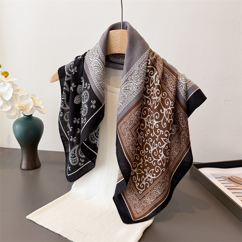 Hijab en coton imprimé paisley tendance 65*65cm pour femmes, foulard pour la tête, printemps automne, foulard doux, bandana, foulard carré