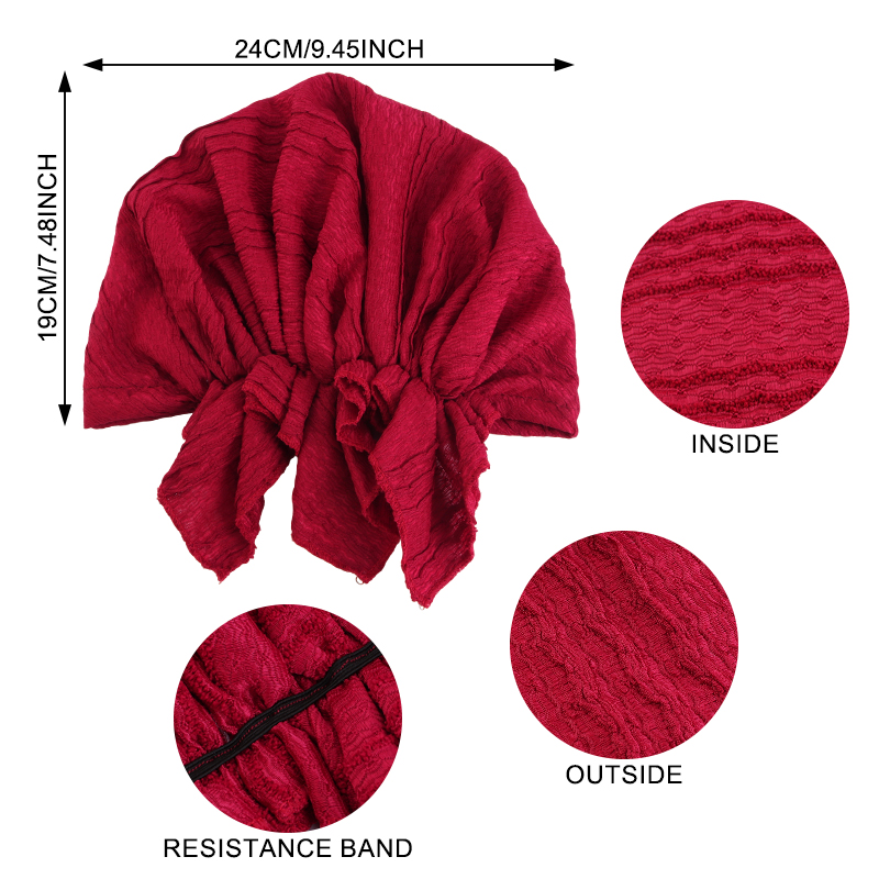 Nouveaux turbans en coton froissé de couleur unie pour femmes, chapeaux hijab musulmans élastiques, foulards à longue queue, bonnets chimio, bandanas pour le cancer