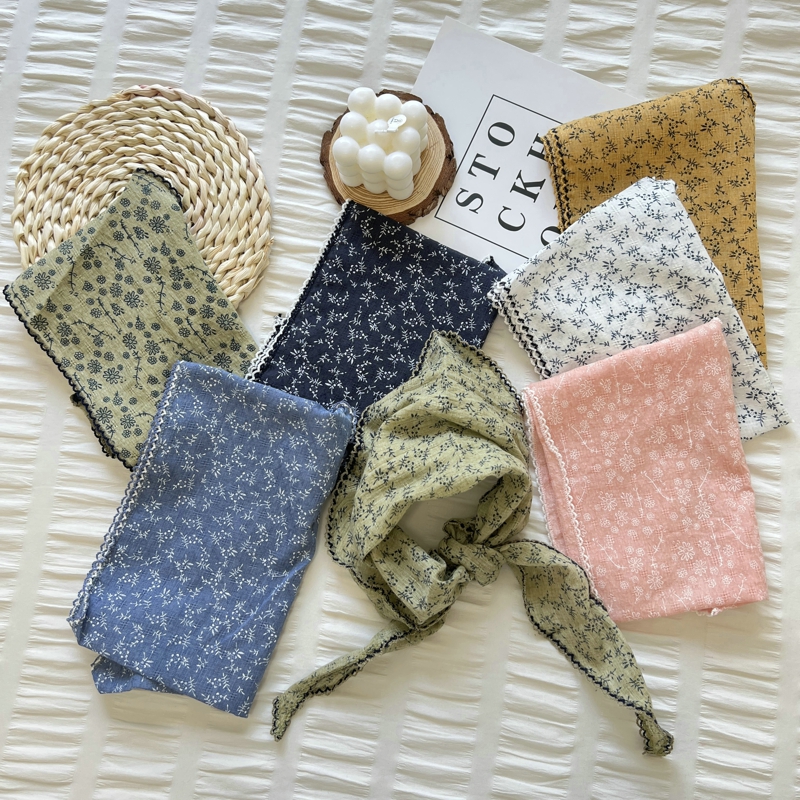 2025 fleur cou écharpe châle été Triangle cheveux tête enveloppement bandeau mouchoir cheveux cravates Bandanas cheveux ruban pour les femmes