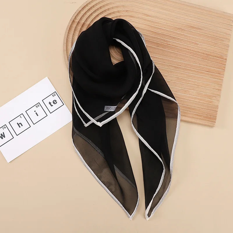 Foulard Hijab en Coton pour Femme, Petit Châle, Bandana, Carré, Bandeau