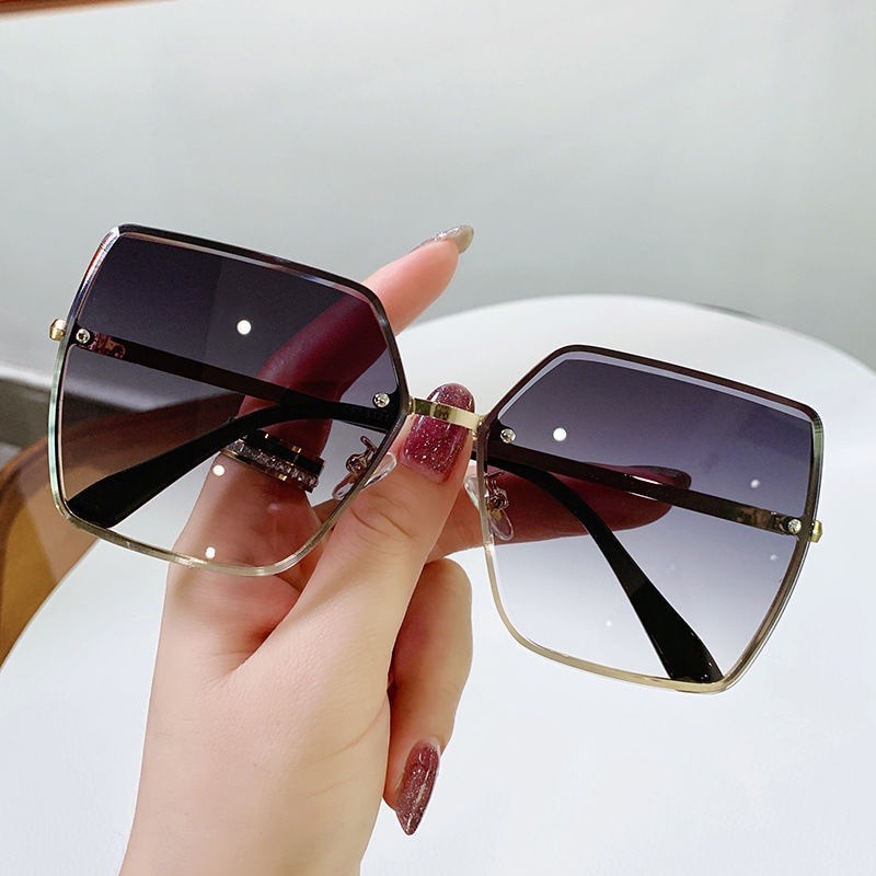 Lunettes de soleil à grande monture en métal pour femmes, lunettes de soleil, lunettes de soleil, Ins Hot