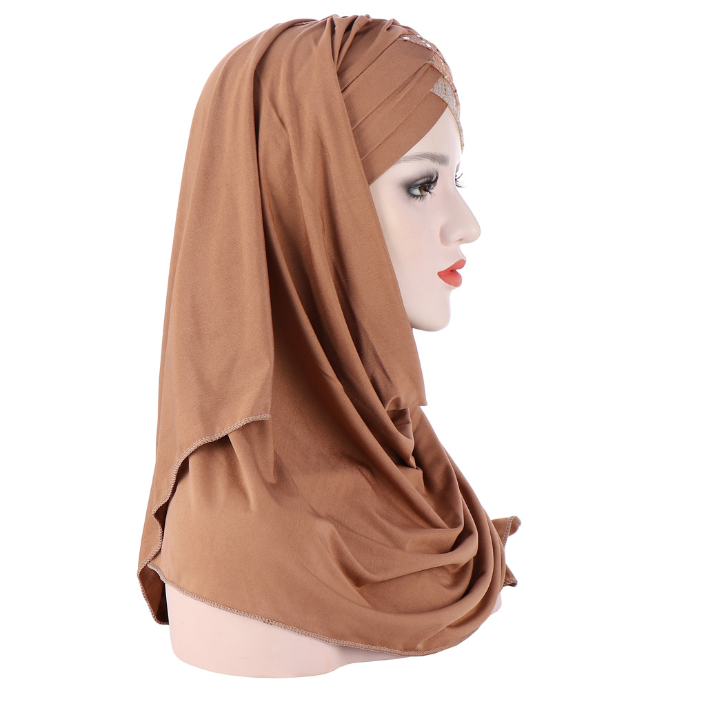 Foulard musulman uni Hijabs châles et enveloppes Femme Musulman Hijab prêt à porter Turban femmes foulards