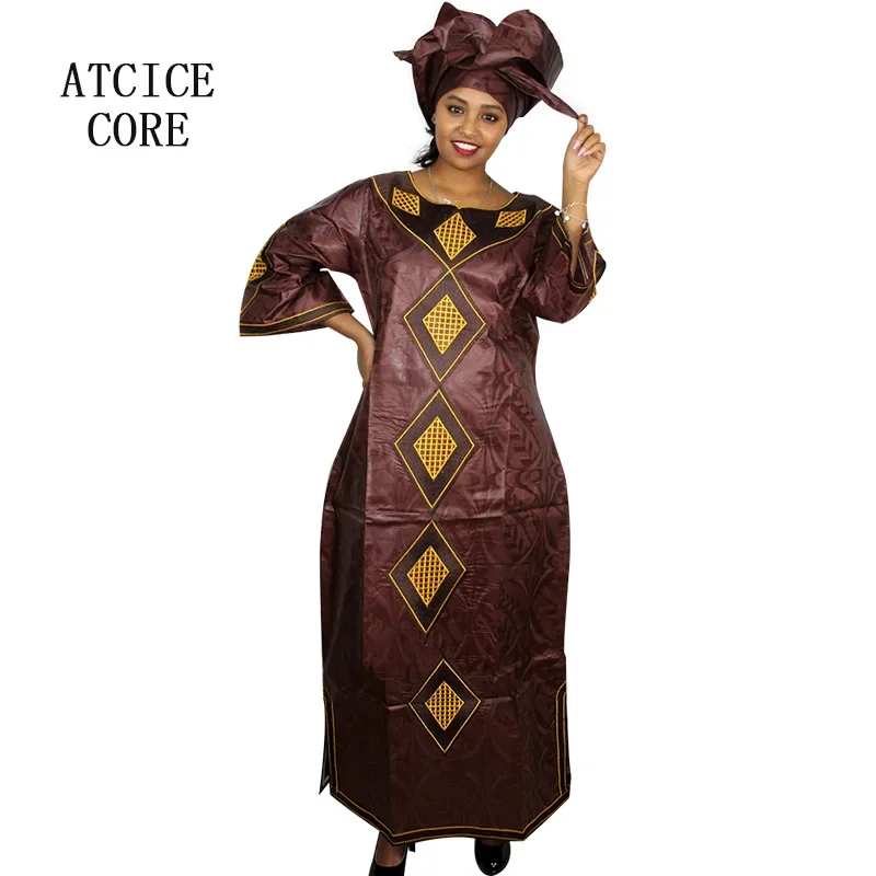 Robe africaine longue avec écharpe pour femmes, design de mode, broderie Bazin, nouveau