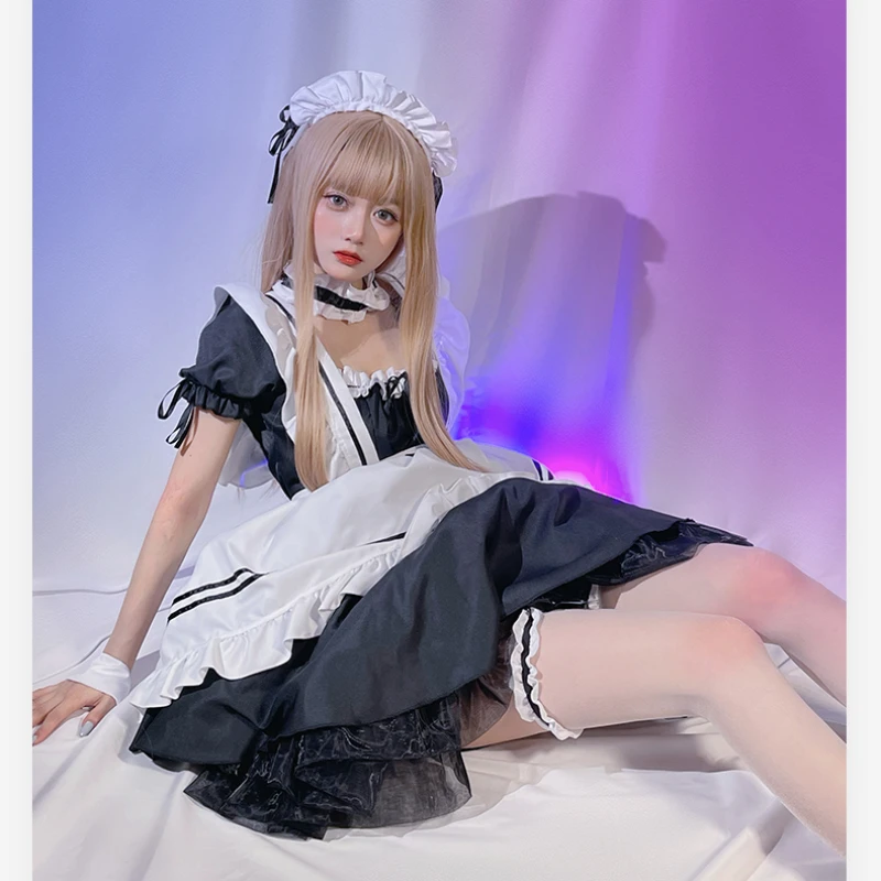 Costumes de femme de chambre noir blanc tenue de femme de chambre Anime Cosplay Sexy gothique Lolitamiad robe Kawaii fée uniforme grande taille Lingerie vêtements