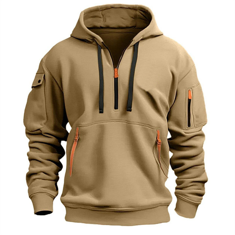 Sweat à capuche zippé multi-poches décontracté pour homme/femme, grande taille, coupe ample, pull tendance à manches longues