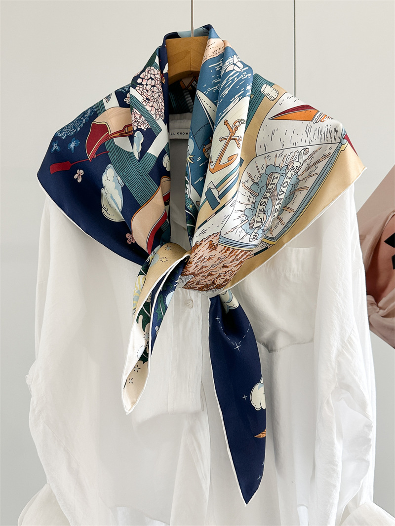 Nouveauté : Foulard en soie de luxe pour femme, imprimé recto, 100 % soie, tendance, 90 x 90 cm