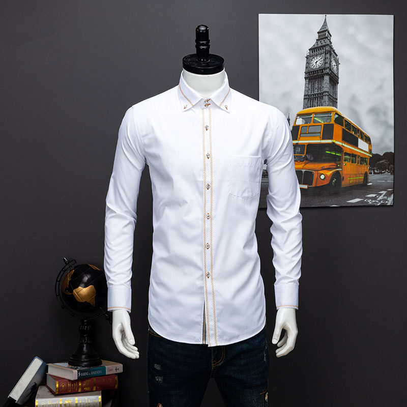 Chemise habillée homme slim à manches longues, collection printemps/automne 2026, chemise décontractée d'affaires européenne, chemise de marié de haute qualité