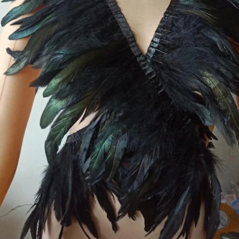Cape gothique en plumes, châle, enveloppe d'épaule, col à nouer, haussement d'épaules, Costume d'halloween pour femmes et hommes