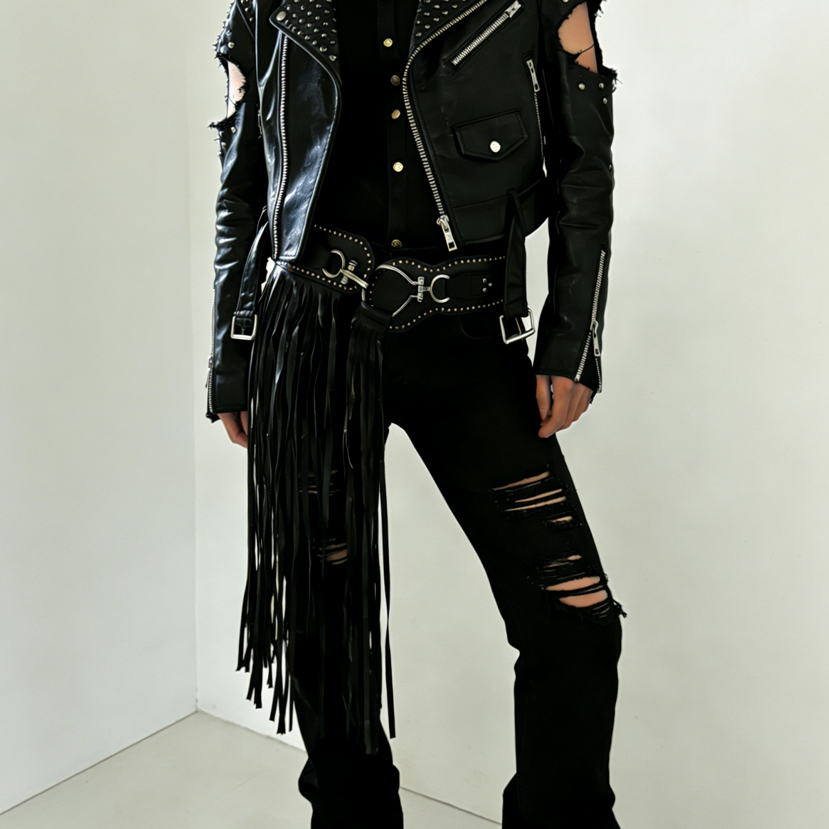 Jeans pantalons décor Long gland Jazz danse écharpe irrégulière Harajuku Y2K ceinture pour hommes femmes Streetwear taille haute gothique jean ceinture