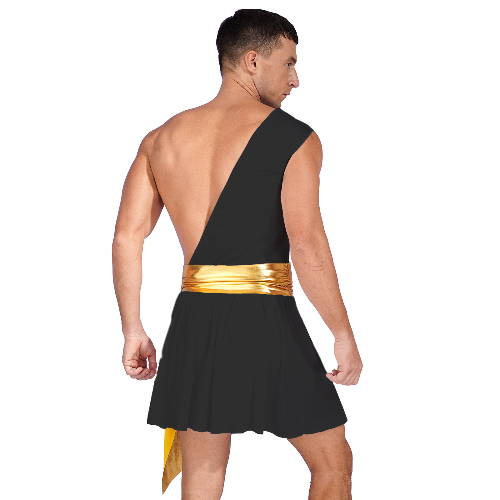 Costume de guerrier de chevalier d'halloween pour hommes, tenue de Cosplay de gladiateur de dieu grec ancien, robe à volants, Costume de spectacle sur scène métallique