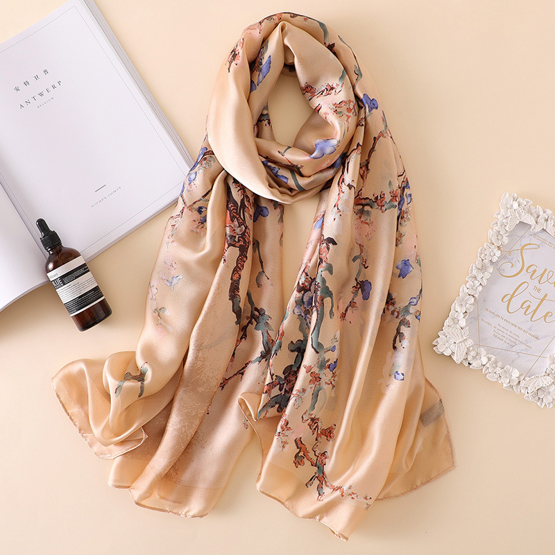 Espagne luxe foulard en soie femmes concepteur Van Gogh peinture à l'huile florale châles en soie Pashmina dames enveloppes foulards Foulard nouveau Hijab