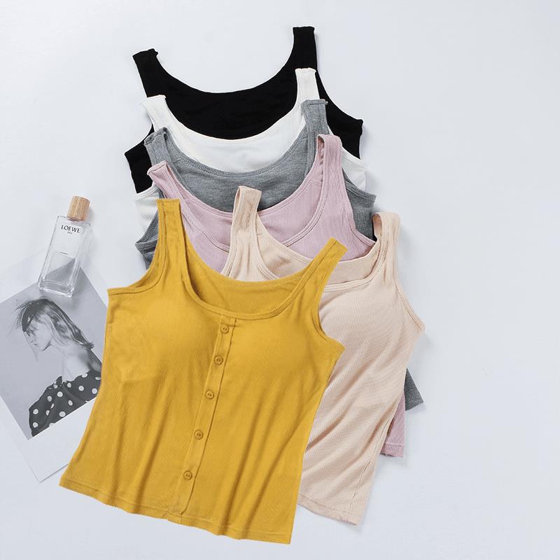 M-3XL pour 35-75kg grande taille femmes débardeurs avec tasse pour femmes doux Modal large épaule gilet sans manches avec coussin de poitrine fixe