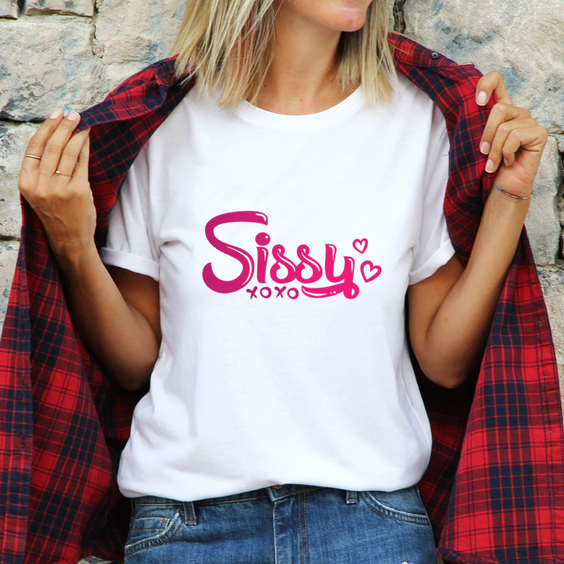 Grande taille SISSY lettres imprimer T-Shirt nouvelle femme Sexy T-Shirt Kawaii vêtements mode femmes chemises haut pour fille T-Shirt surdimensionné
