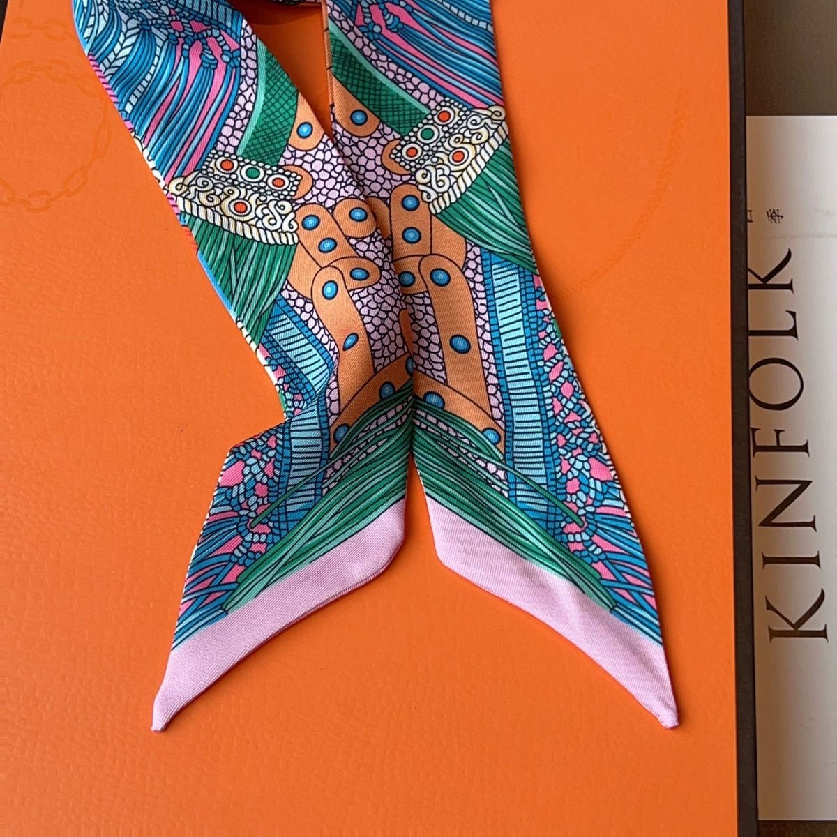 Foulard en soie imprimé rétro français 5x90cm, avec poignée nouée et enveloppée, ruban léger, selle de luxe, banderole en sergé, décoration