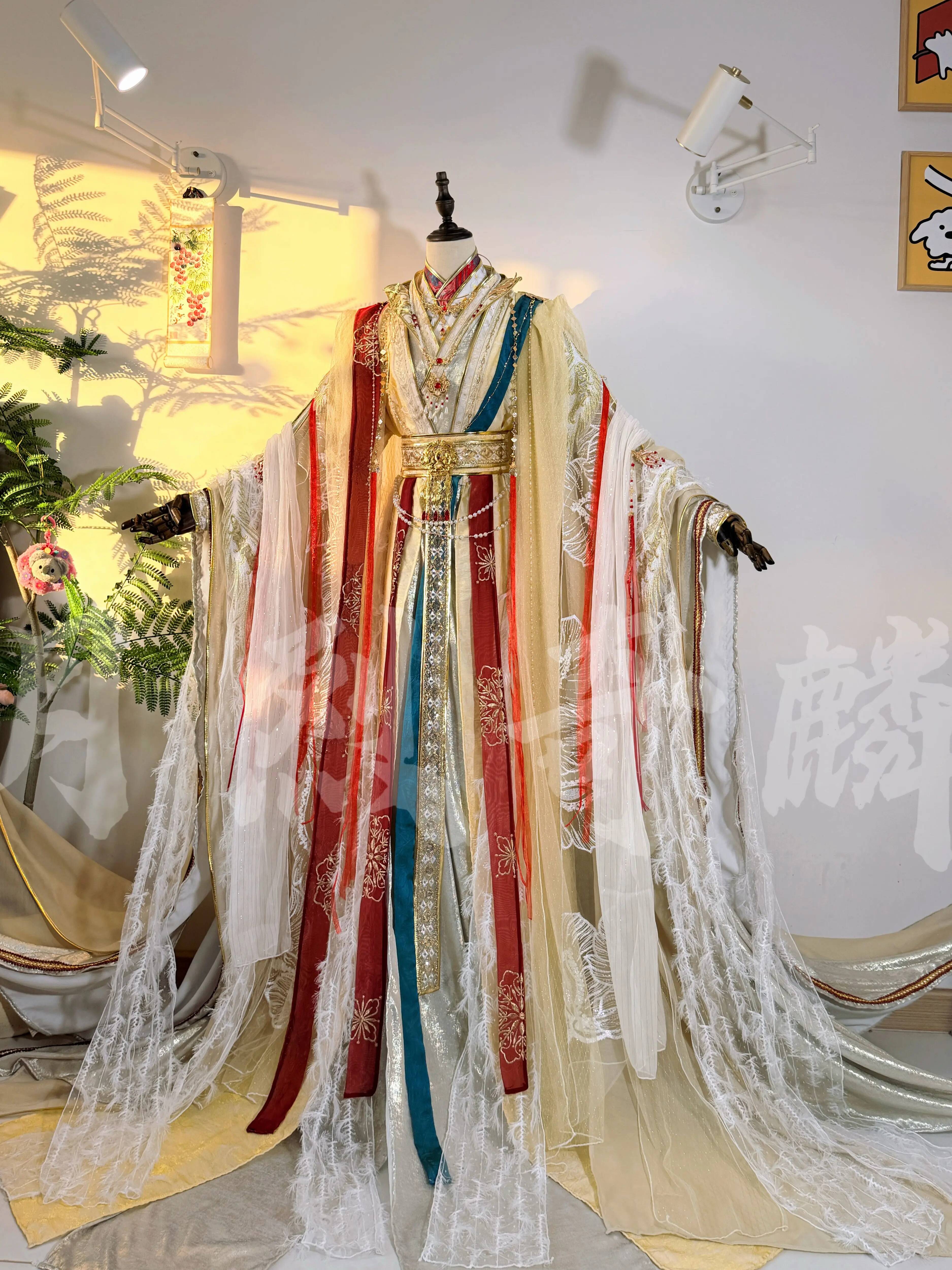 Costume de cosplay Tian Guan Ci Fu Xie Lian Tai Zi Yue Shen Platinum Peacock Hua Cheng pour Xie Lian Yue Shen, idéal pour les fêtes d'Halloween