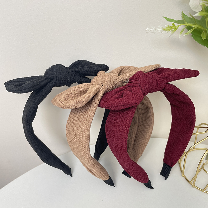 Bandeau tricoté pour femmes, Turban à gros nœud, couvre-chef de couleur unie, accessoires pour cheveux de printemps, nouvelle mode