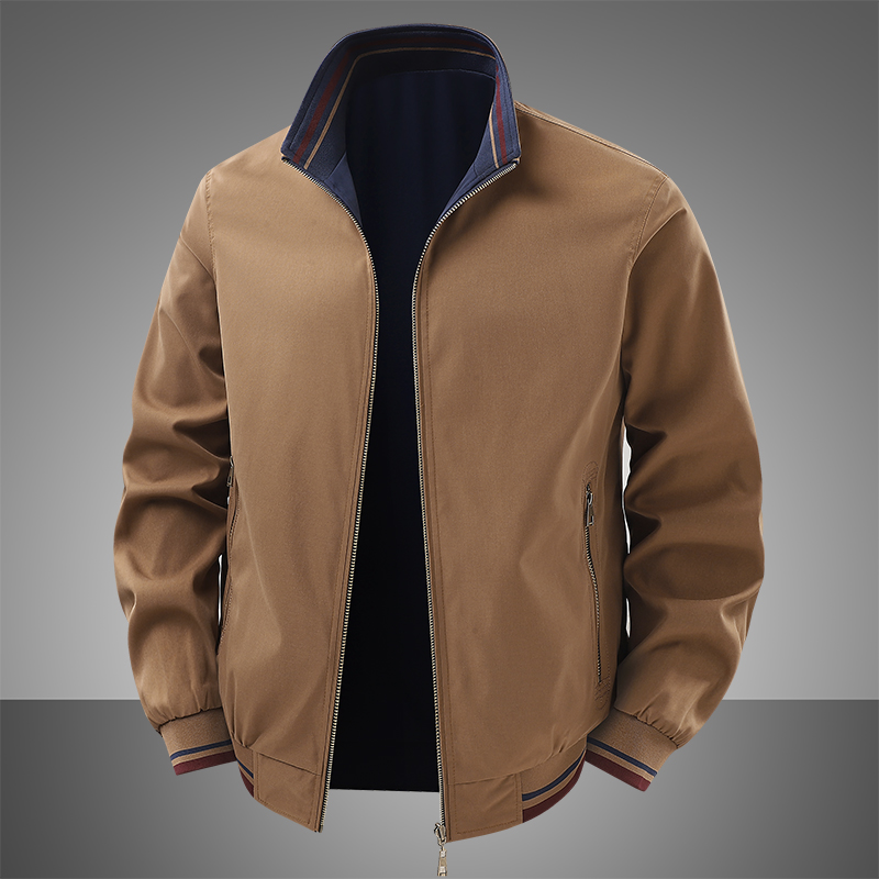 Veste décontractée double face pour homme, coupe slim, coupe-vent, résistante au froid, élégante, col montant, pour automne-hiver, vêtements de ville