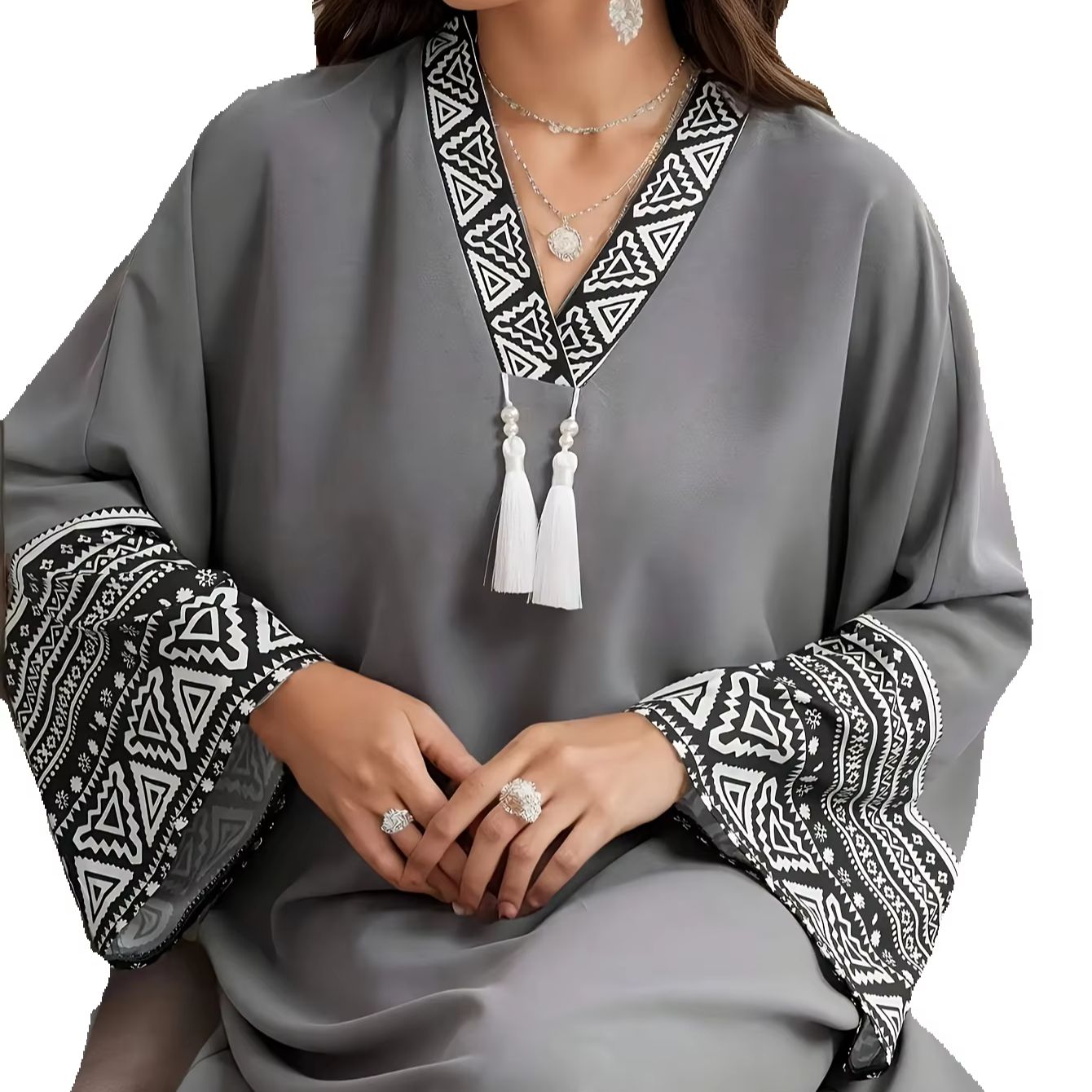 Robe musulmane décontractée et élégante pour femmes, robe à franges de couleur unie, jupe longue