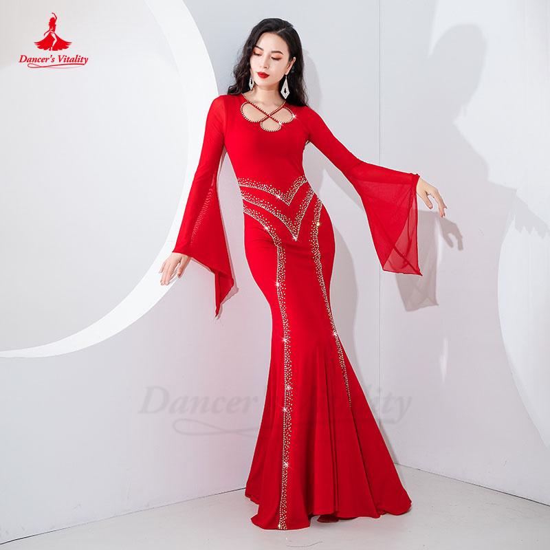 Robe de brevdu Ventre à Manches sulfpour Femme, Tenue de Spectacle en IQUE dex, Slim Fit, Kawleeya