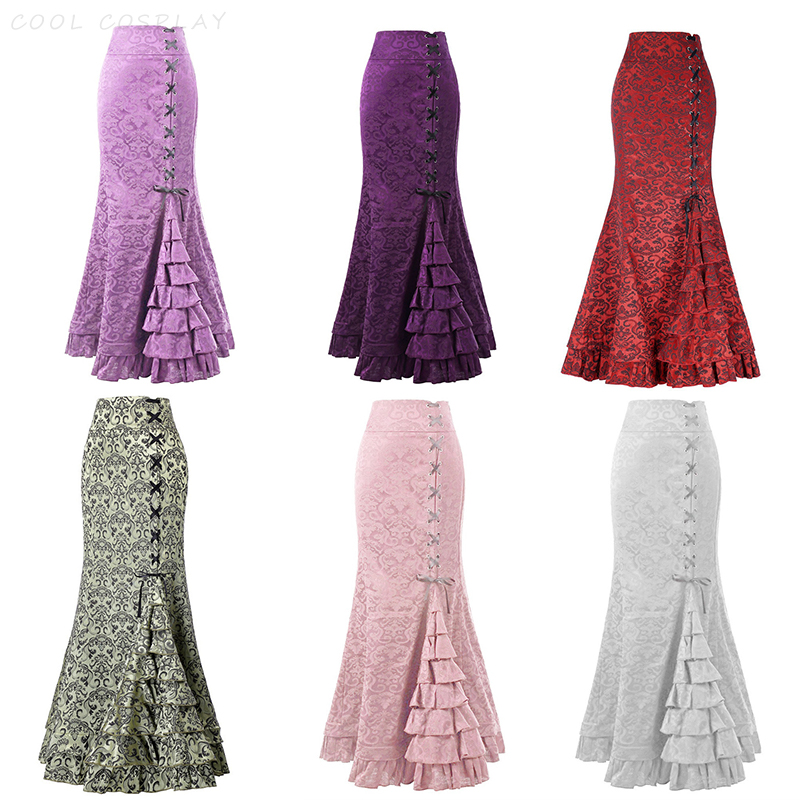 Jupes longues femmes Punk queue de poisson jupe Vintage gothique nouveau tempérament taille haute Goth jupe Festival tenue de fête femme vêtements