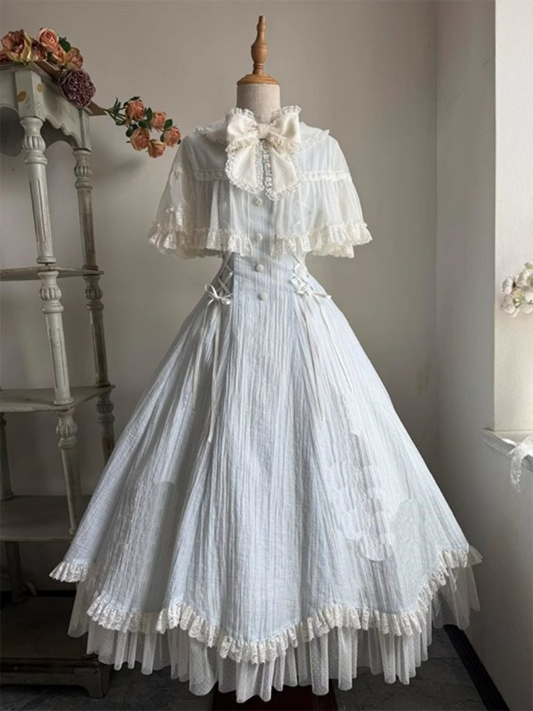 Robe Lolita française élégante et douce pour femmes, avec nœud en dentelle, Patchwork, robes de soirée princesse, Slim, mode Hepburn, vêtements d'été, 2025