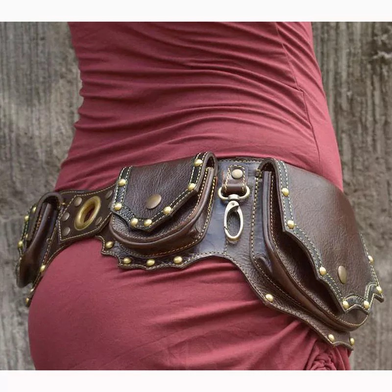 Sac de ceinture utilitaire en cuir PU pour femmes, Steampunk médiéval, sac banane de poche, chevalier Viking Cosplay, sac de hanche Vintage, accessoires de Festival