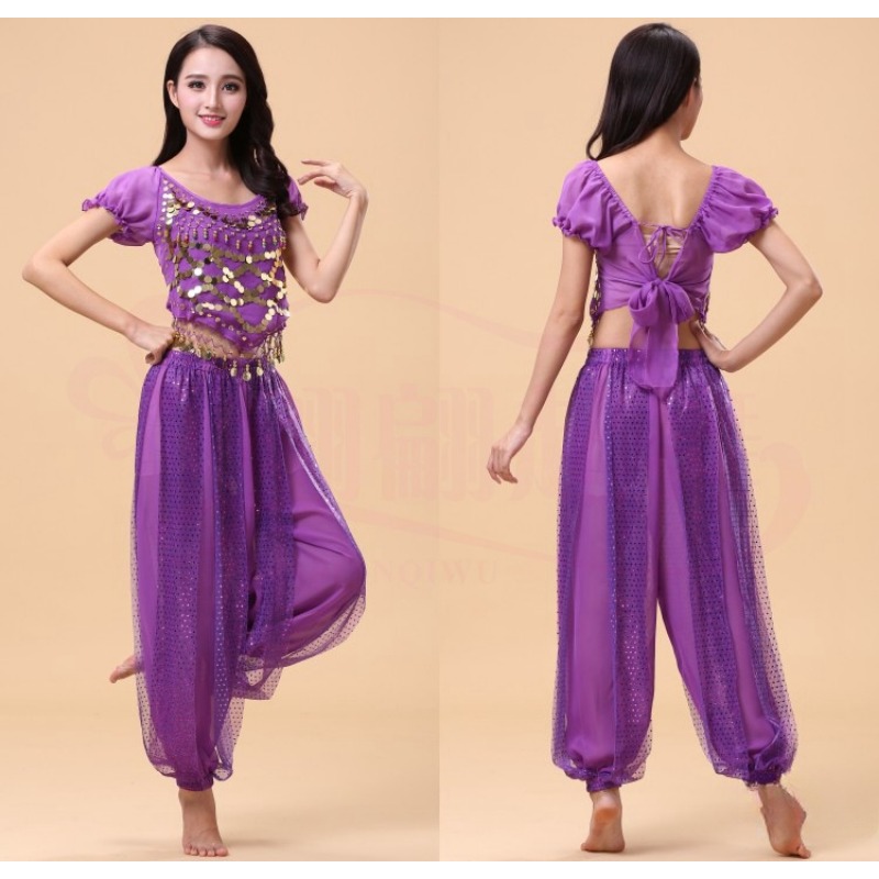 Costumes de danse du ventre en mousseline de soie indienne pour adultes, pantalons Sari pour patients éma ens, ensemble de pratique de la danse du ventre, le moindre contreplaqué, femmes