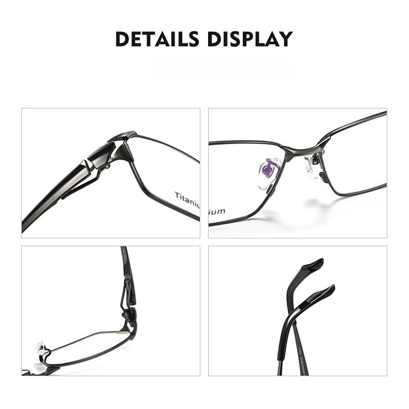 Montures de lunettes futuristes en titane pur d'inspiration technologique pour hommes, branches confortables enveloppantes à coupe large de styliste, monture complète