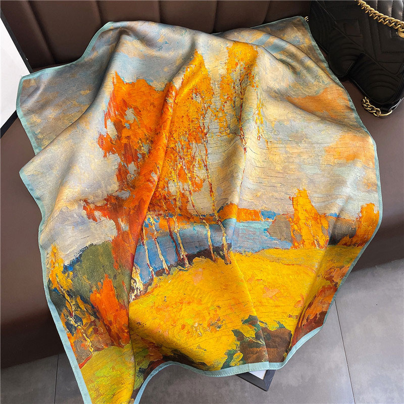 Foulard carré en soie 100% naturelle pour femme, bandana, foulard de tête, châles, foulard carré pour le cou, étoles, cachecol, schals, bufanda