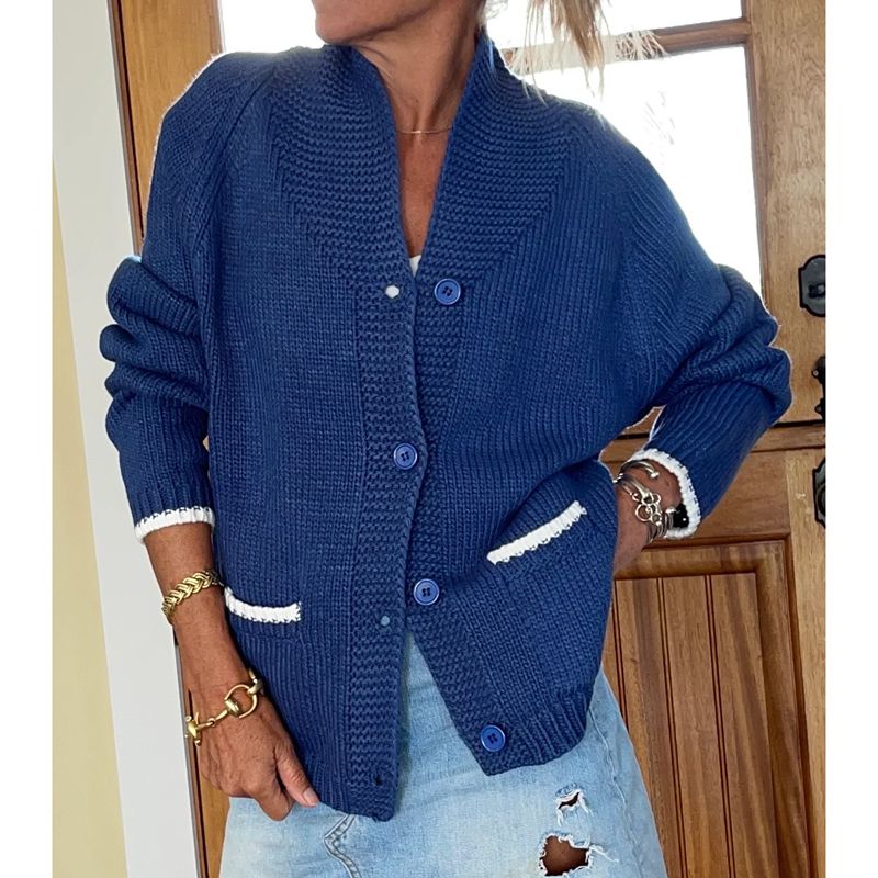 Cardigan à col châle pour femmes, manches longues, col en V, imprimé graphique esthétique Y2K, pull boutonné, manteau en tricot