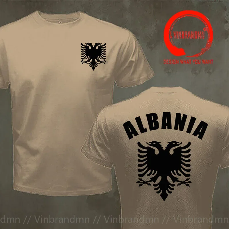 T-shirt albanais blason JA ian Feel Story Eagle pour homme, col rond, manches courtes, vêtements Harajuku, mode