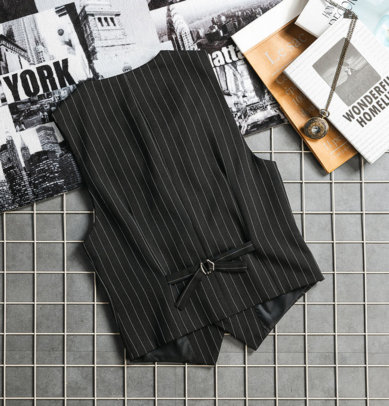Gilet Gangster Rayé pour Homme, Coupe Slim, Formel, Business, Années 1920