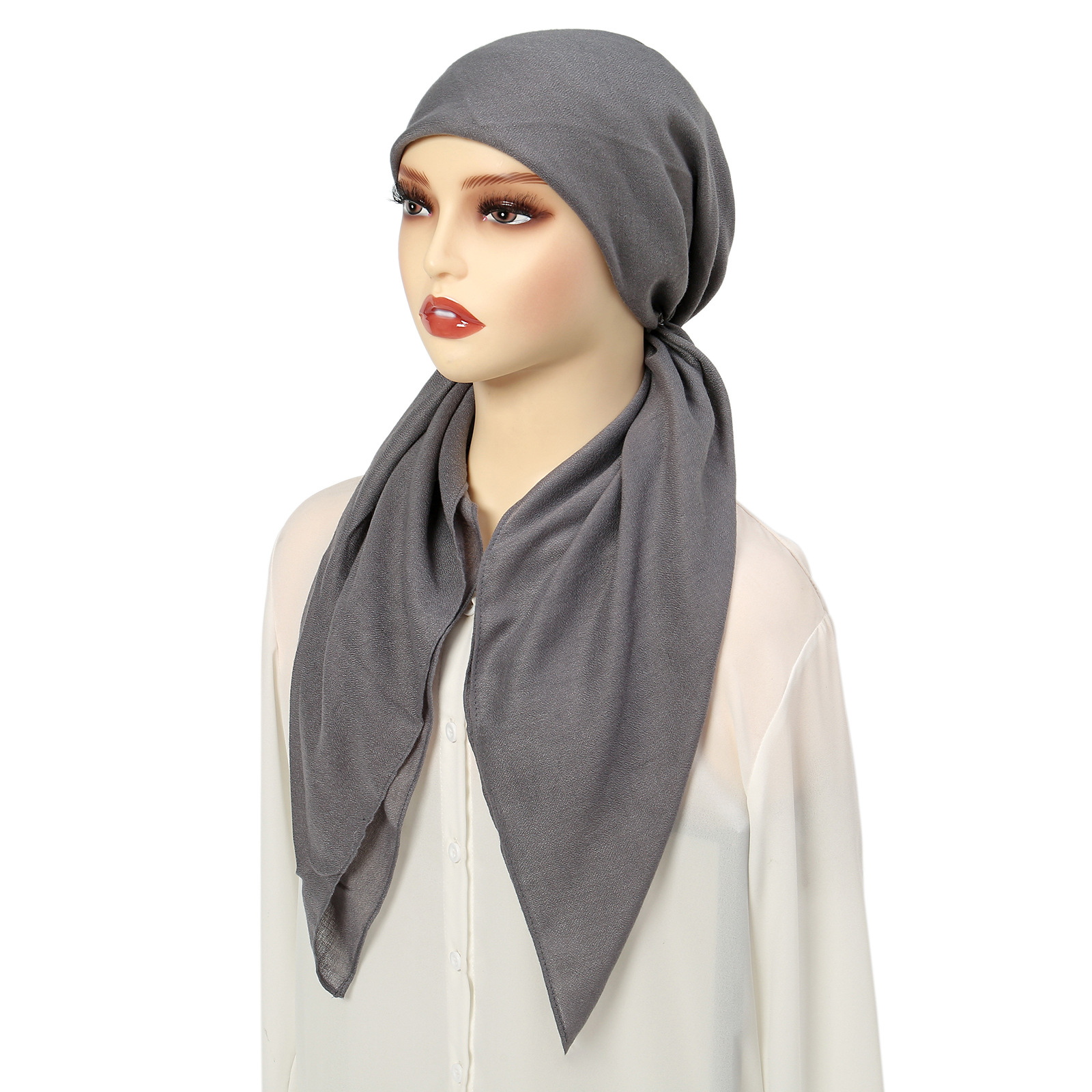 Turban Hijab en coton et lin de couleur unie, chapeaux musulmans à la mode, casquette de chimio respirante pour femmes et filles