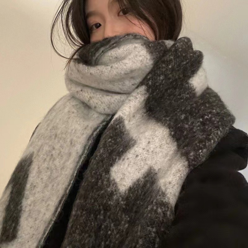 Mode Mohair laine gland foulards chaud épais tresse frange Vintage épais châle doux charbon de bois gris longue écharpe hiver/automne