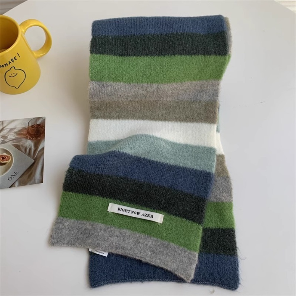 Écharpe étroite tendance à rayures multicolores, écharpe à rayures arc-en-ciel, coupe-vent, écharpes pour femmes, écharpes tricotées pour garder au chaud en hiver