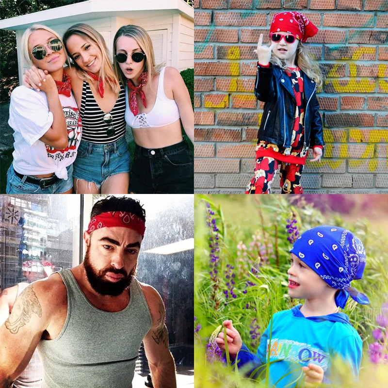 Mode Hip Hop foulard Paisley carré foulards chapeaux Bandanna bandeau de cheveux cou poignet enveloppement bande accessoires