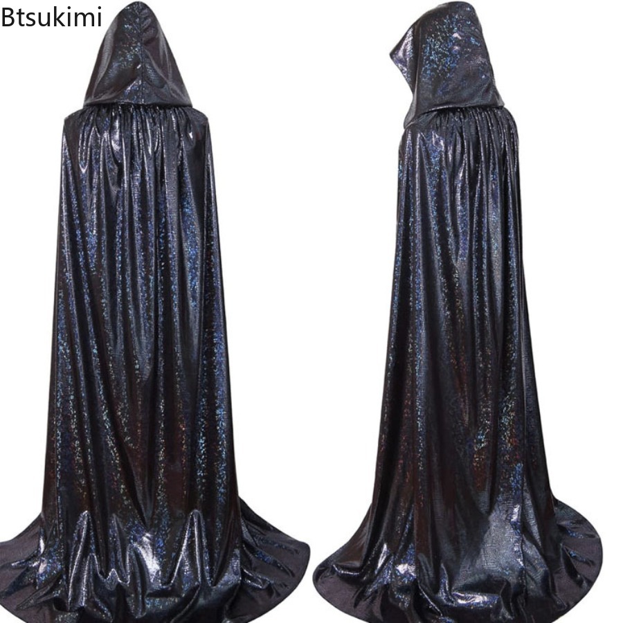 Cape à capuche Cosplay médiévale longue Cape Halloween fête femmes hommes adulte Mage de la mort sorcellerie Wicca Robe dissimuler Robe reconstitution