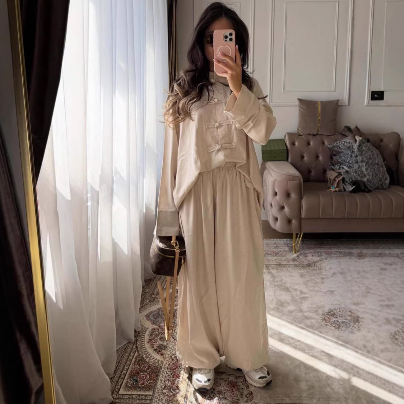 Ensemble pantalon et chemise pour femme, style musulman, 2 pièces, haut à simple boutonnage, tenue décontractée pour l'Aïd, le Ramadan, Dubaï, Maroc, 2026