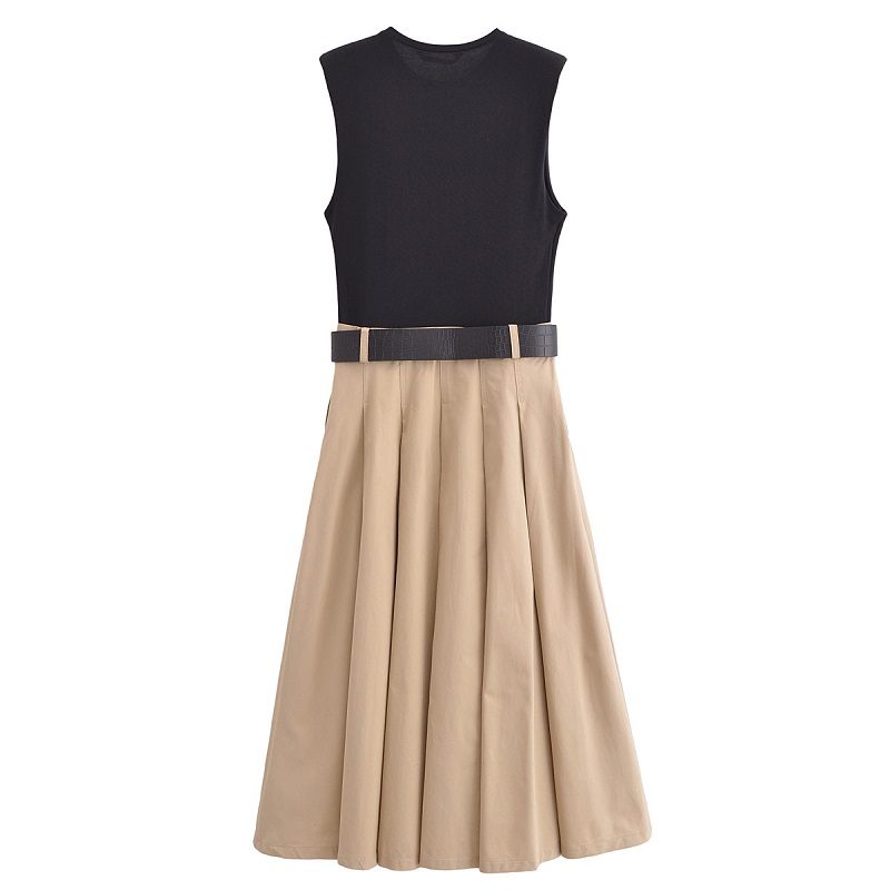 MUJER 2025 femme robes ceinture plissée robe mi-longue femmes sans manches robe d'été femme tricoté robes de soirée pour les femmes robe d'été