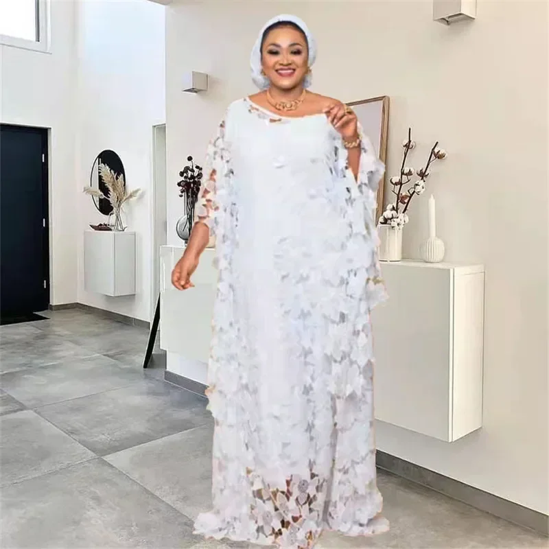 Robes africaines de Dubaï pour femmes, en dentelle ajourée, vêtements africains, Dashiki, Boubou traditionnel, Robe arabe, Robe musulmane, Abayas