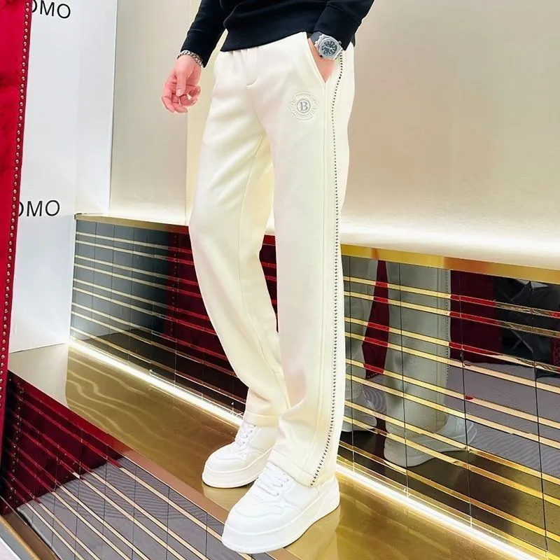 Pantalon à jambes larges polyvalent de Style coréen pour hommes, pantalon droit décontracté à rayures simples et à la mode