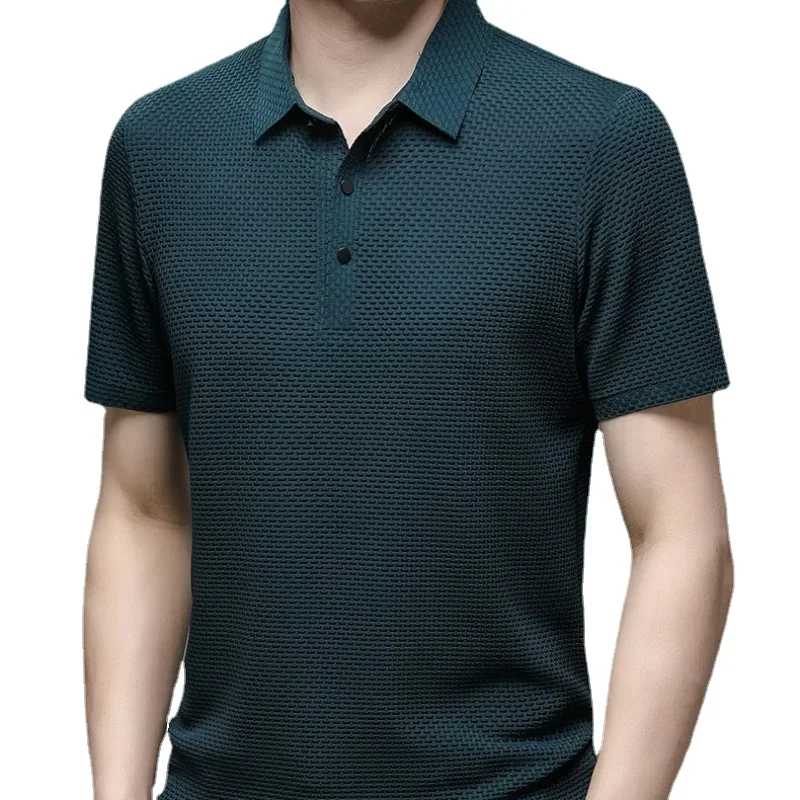 T-Shirt à manches courtes pour hommes, respirant, en soie glacée, à la mode, vêtements de marque, été, ajouré, 2026